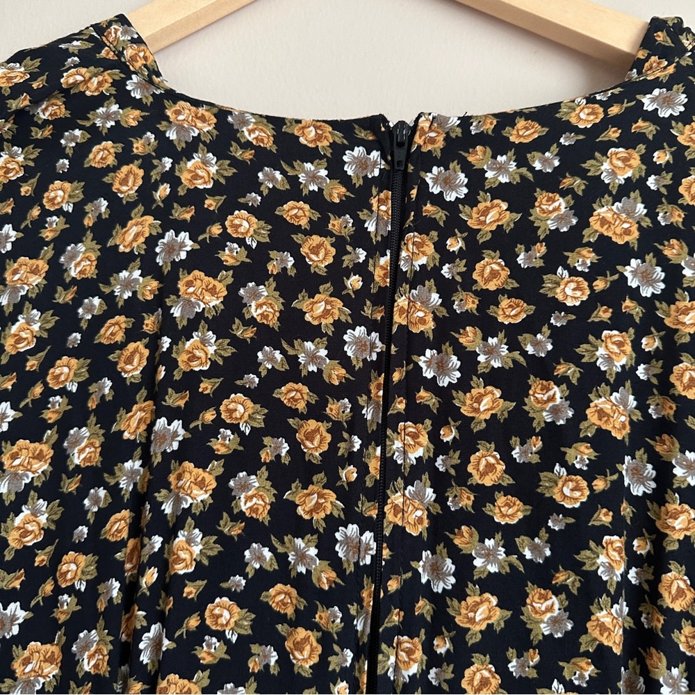 Vintage Diana Marco Fall Floral Long Sleeves Dress Size 14 - Picture 7 of 9